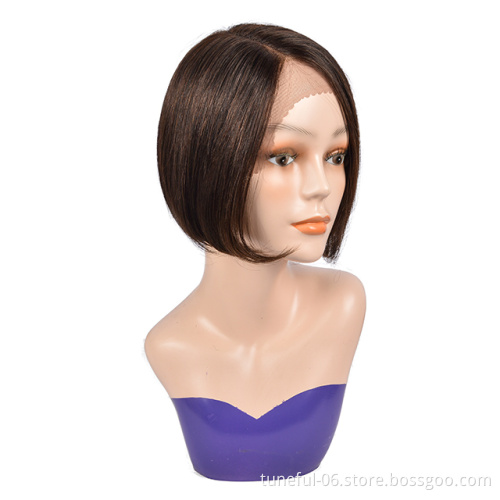 Tuneful new products cheap price 004 mama bob wig short lace front wig right part natural black color for fashionable women